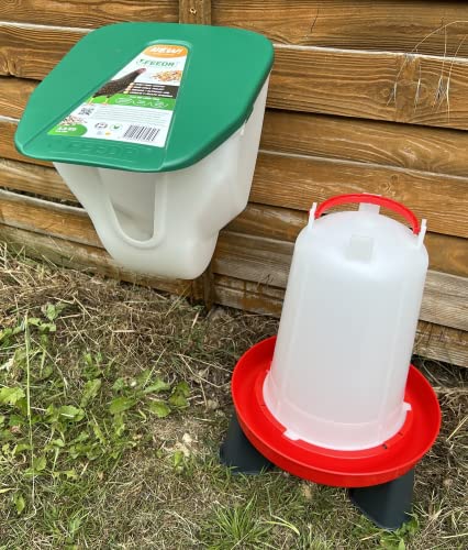 Mangeoire et abreuvoir pour poulet, 2,5 kg, avec pattes et abreuvoirs pour poulet, caille, canard, à fixer au mur, avec pieds pour poulet, caille, canard