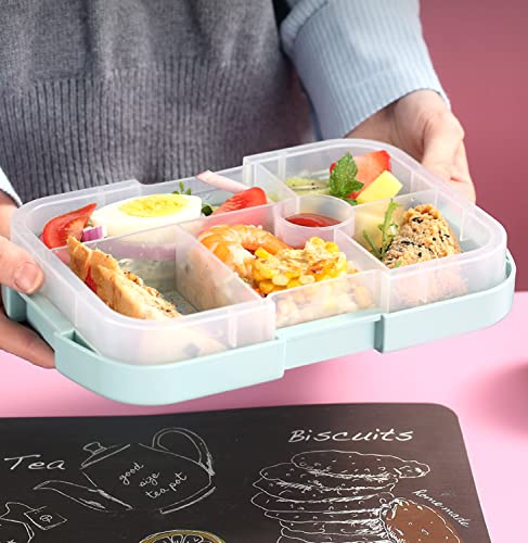 AEIWUMOK Lunch Box Kids with Compartments,Bento lunch Box for Kids,Lunchbox with Compartments for Children Adult Work School, Suitable For Microwave (Blue) - Image 2