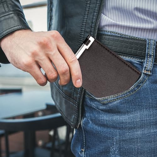 Image of Kraptick Men's Premium Textured Leather Wallet Bifold with Metal Accent Slim Travel Purse with Multi-Card Slots & Currency Compartment Ideal Gift for Men (Pack of 2) (Black & Brown)