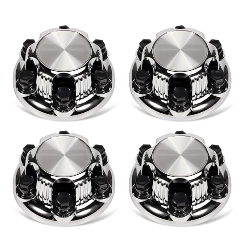 LEAPTREND 6 Lugs Chrome Wheel Center Caps(New Glossy Silver Design) 4pcs Fit for GMC Savana Sierra Yukon&Chevy/Chevrolet Avalanche Express Silverado Tahoe 1500 2500 1999-2012 Rim Hub Cover