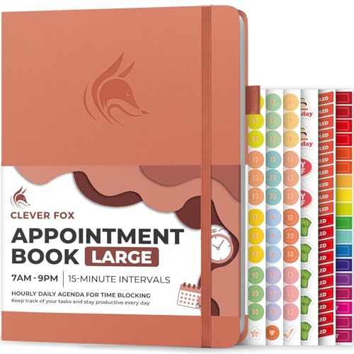 Clever Fox Appointment Book – Hourly Schedule Planner with 15-Minute