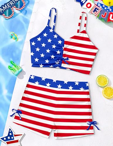 Girls Swimsuits 2 Piece Swimwear Adjustable Straps Padded Tankini 7-14Y2