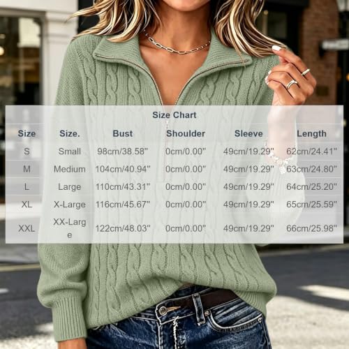 Quarter Zip Sweater Women Cable Knit Warm Sweaters Business Casual Pullover - image 4