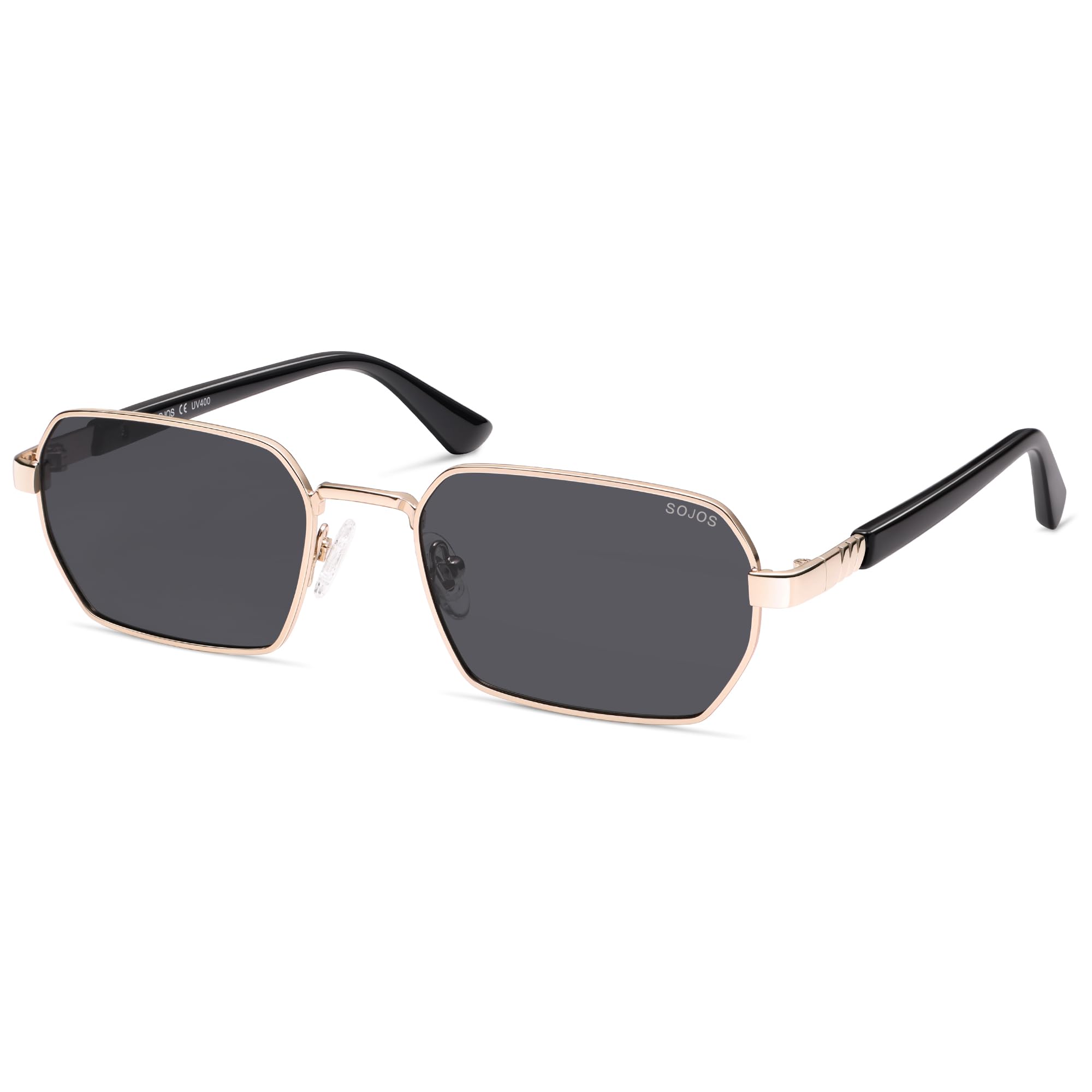 SOJOS Retro Rectangle Polarized 90s Sunglasses for Women Men Trendy Narrow Hexagon Square Shades SJ1270