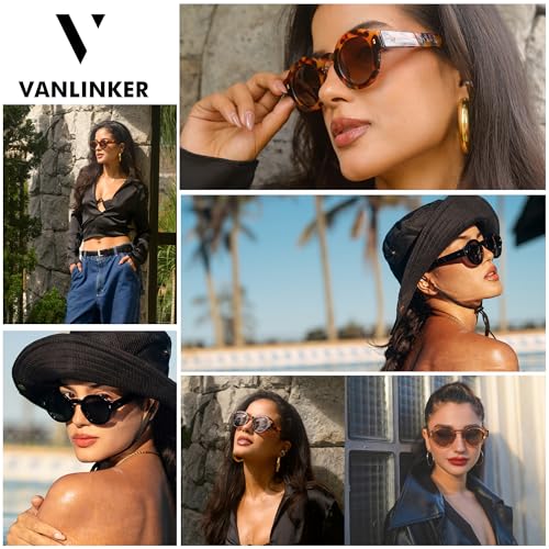 Image of VANLINKER Vintage Round Polarized Sunglasses for Women Men Trendy Shades Retro Circle Sun Glasses VL9743