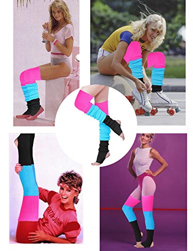 Image of v28 Women's Neon Knit Leg Warmer for 80s Party Dance Sports Yoga
