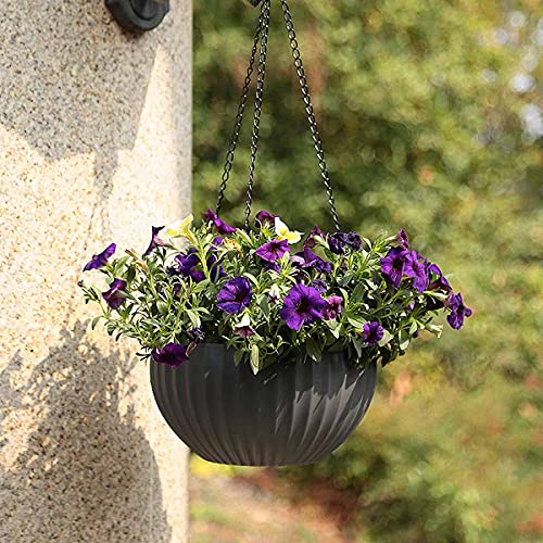 Rwaken 2 Pack Self Watering Hanging Basket For Plants And Flower,8.3 Inch Round Plastic Hanging Planter With Water Indicator,Great For Garden Office Home Use,Black #TOP4