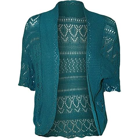 FashionMark Plus Size Women's Crochet Knitted Cardigan Shrug - Blue - 20 UK/22 UK=XXL Cover
