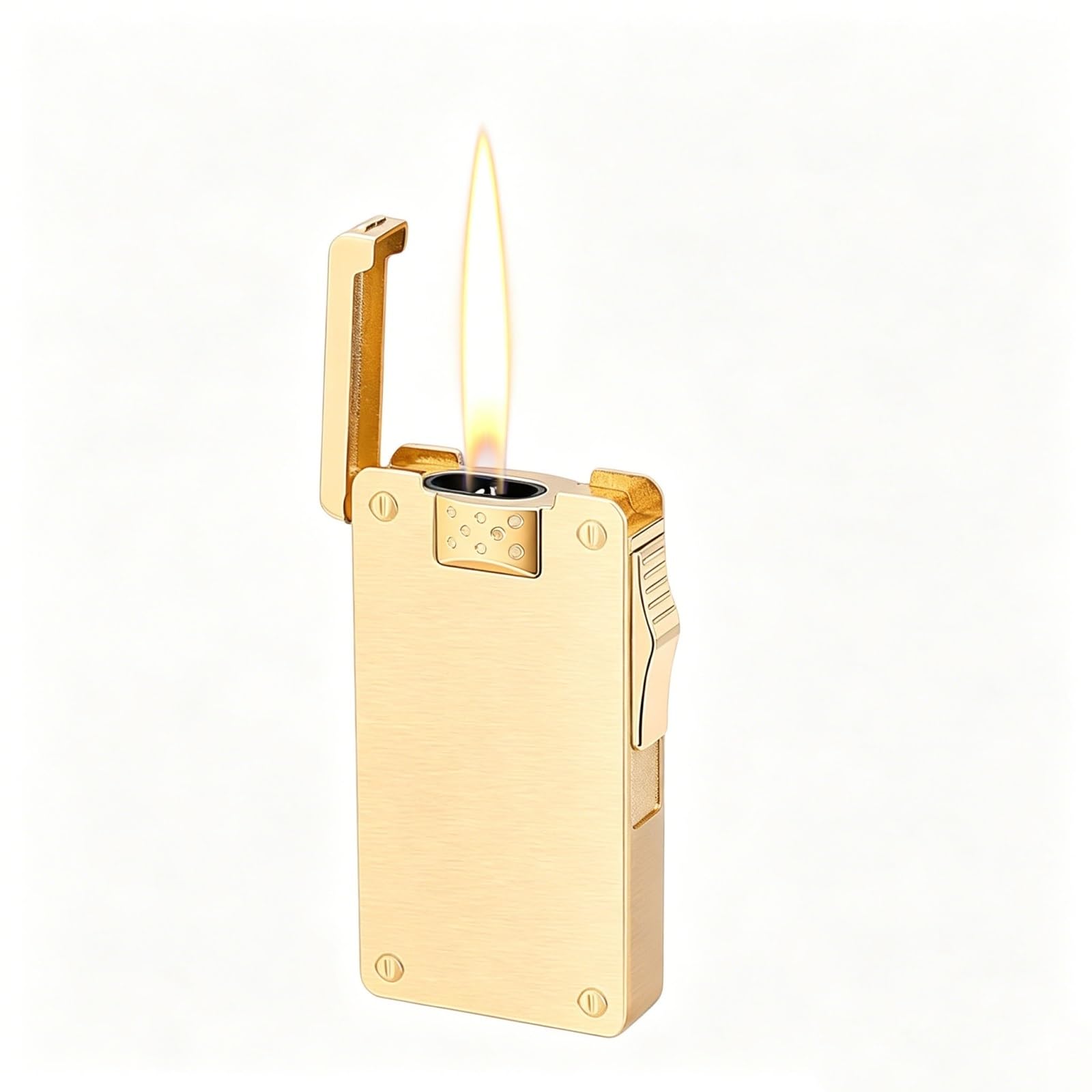 OGQBEAPC Dual Flame Butane Lighter,Refillable Lighter, Adjustable Flame with Gas Window, Slim Zinc Alloy Lighter(No Gas)(B)