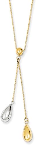 Miniatura 7 de Collar de cadena de oro blanco amarillo de 14 quilates con forma de lágrima de oro blanco y amarillo, colgante de gota, joyería fina para mujer,
