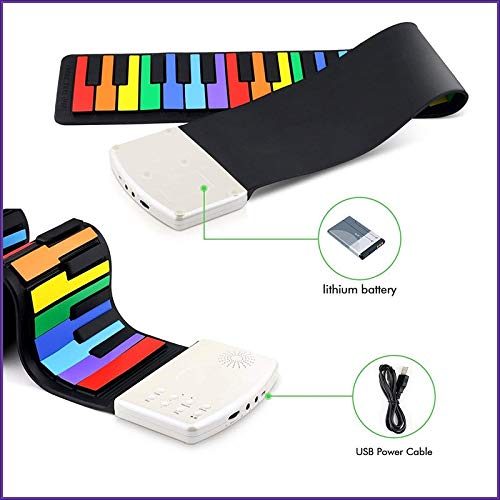 HMTOHL Roll Up Piano 49 Touches Silicone Portable Pliable coloré Doux Clavier électronique Piano Arc-en-Ciel clé… - Les Beatles, Paul McCartney, John Lennon, RIngo Starr, George Harrison HMTOHL Roll Up Piano 49 Touches Silicone Portable Pliable coloré Doux Clavier électronique Piano Arc-en-Ciel clé… – Image 5
