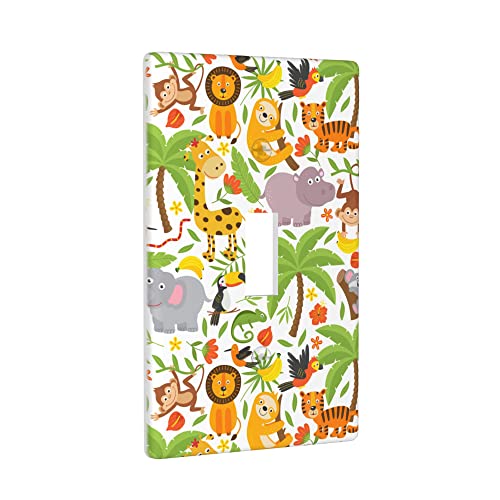 Tgubjgv Jungle Animals Tiger Koala Giraffe Cute Light Switch Cover 1-Gang,Decorative Single Toggle Wall Plate Switch Wallplate Cover Faceplate For Kids Teens Boys Girls Room Decor,4.50 Inch X 2.76"Inch thumb #1