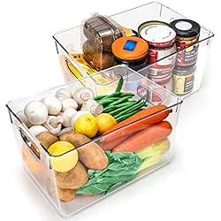 Cajones Frigorifico Taurus Kurtzy Pack de 2 Cajas Transparentes Organizadoras para Nevera y Alacena - 26 cm de Largo - Organizador Cocina de Plástico - Organizador Frigorifico, Baño, Cajón, Congelador y Hogar