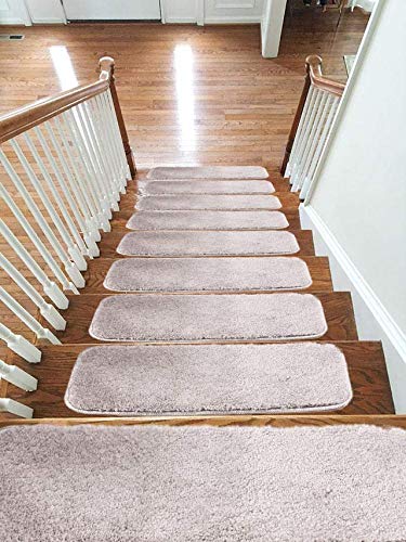 New Luxury Microfiber Soft Carpet Stair Treads Non-Slip Machine Washable Mats/Rugs, 20x55cm (Grey, 15)