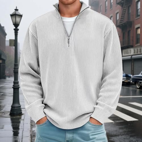 Sudadera de pana sin capucha hombre para abrigarse con estilo informal 2
