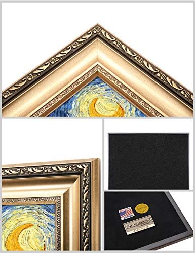DECORARTS - Starry Night - Vincent Van Gogh. Giclee Print on Canvas with Matching Golden-Relief Framed Wall Art. Total with Framed Size: 30x26 - 3