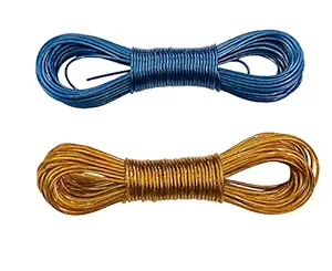 TYSSCHO Set of 2-20 Meter PVC Coated Steel Anti-Rust Wire Rope Washing Line Clothesline with 2 Hooks