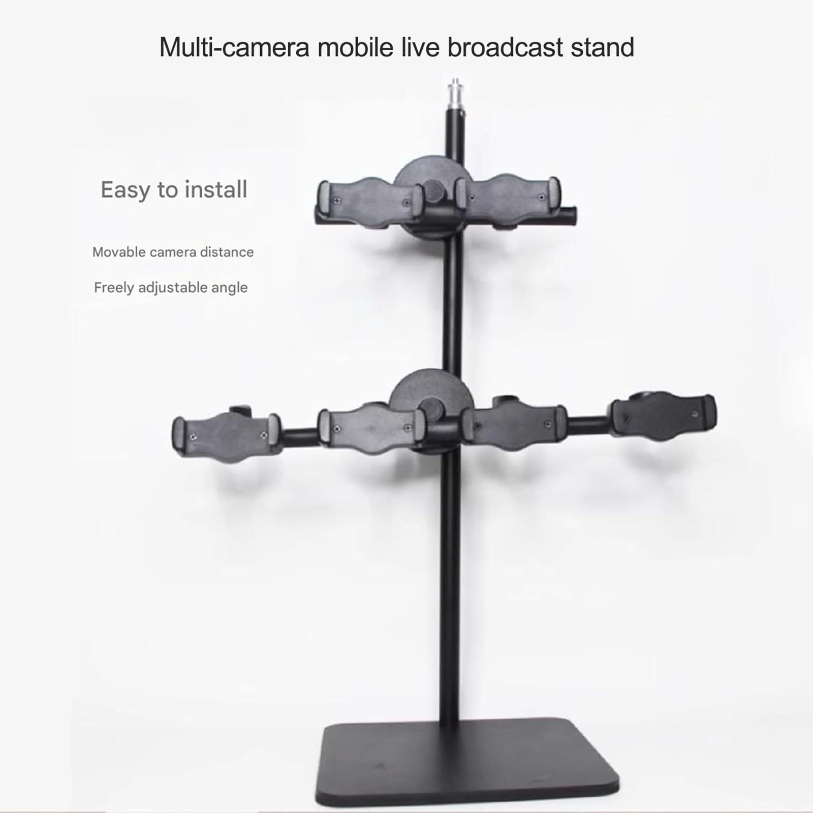 Generico Supporto per Il Controllo di più telefoni cellulari - Supporto in Metallo per Streaming Live e videoconferenze (2 Livelli, 4 telecamere) - Perfetto per creatori e Professionisti