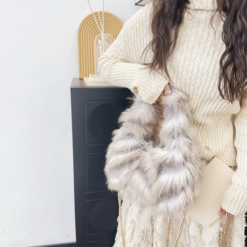 Fur Purse Plush Hobo Bag Furry Bag Cute Fluffy Handbag Large Fuzzy Soft Underarm Shoulder Bags Women Chic Gift3