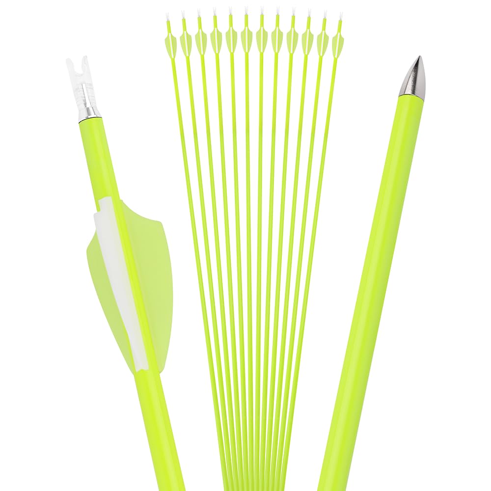 12/24 Pezzi Frecce in Carbonio per Tiro con L'Arco - Lunghezza 30" Spina 1500 con Piume in Gomma 1,75", Frecce per Caccia e Tiro a Segno per Arco Compound