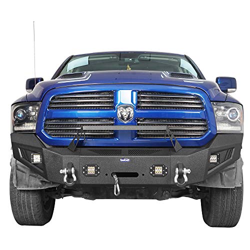 u-Box Ram 1500 Front Bumper Discoverer Full Width Bumper w/Winch Plate & 4 ×18W LED Spotlights for 2013-2018 Dodge Ram 1500 (Excluding Rebel) - Thumbnail 2