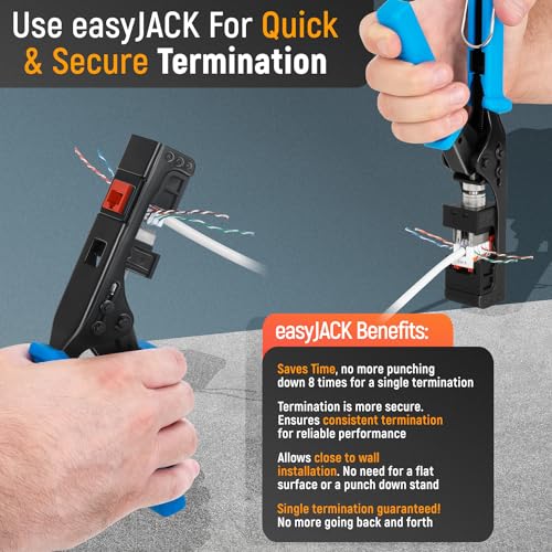 Image of Everest 90 Degree RJ45 cat6 Keystone Jacks Slim Profile 100-Pack Orange | Compatible with 90 Angled Speed Termination Tool - easyJACK (B094WB91H3)