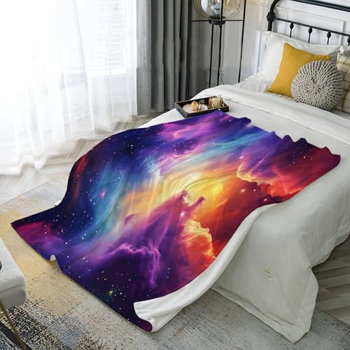 Plaid polaire univers nébuleuse grand format drap de lit chaud double
