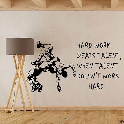 GADGETS WRAP Wall Decal Vinyl Sticker Wrestling Hard Work Inspirational Quote for Office Home Wall Decoration