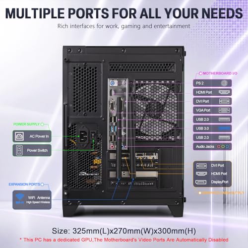 Image of ZER-LON Prebuilt Gaming PC Desktop, Core I5 Desktop Computer up to 3.6 GHz | RX 560 4GB Graphics Card, 16GB RAM, 512GB SSD, WiFi, RGB Fan, Win11, Tower Computer for Game, Office and Study
