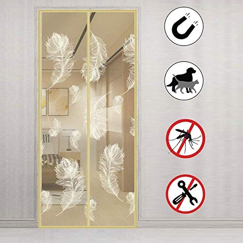 Fe blanca Mosquiteras Imán 120x220cm / 47x86inches Mosquiteras Magneticas Para Ventanas para madera, puertas de aluminio de hierro y balcón, puerta corredera de la sala de estar,Fácil de Montar sin T
