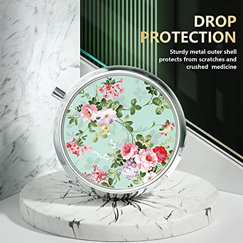Image of Nipichsha Pill Box, Small Pill Case for Purse & Pocket, Cute Travel Medicine Organizer, Portable Medicine Container Holder to Hold Vitamins, Medication, Fish Oil & Supplement, Graceful Peony | Cute Travel Medicine Organizer, Portable Medicine Container Holder to Hold Vitamins, Medication, Fish Oil & Supplement