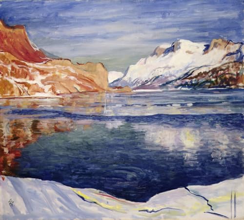 Impression sur toile Lago Che Gela Maloja peinture célèbre de haute qualité en format 60x90cm