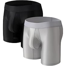 Ouruikia Mens Satin Underwear Silky Comfortable Boxer Briefs Soft Quick Dry Underwear with Built-in 3D Pouch