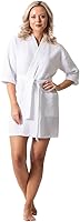 Turkish Linen Women's Lightweight Waffle Knit Short Kimono Robe - Quick Dry, Soft Bath Spa Bridesmaid Robe