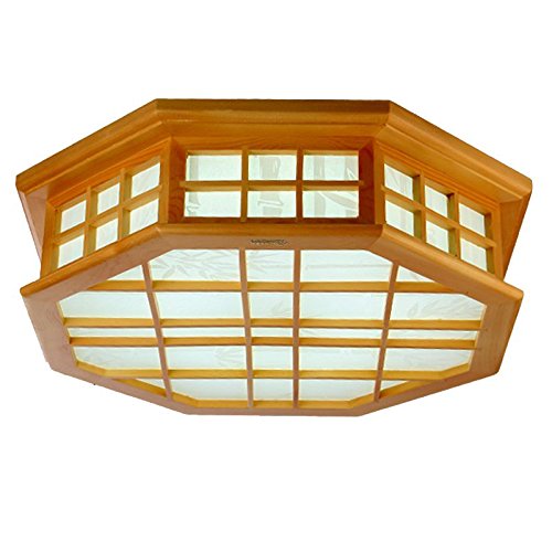 Plafonnier LED bois 18W de 45cm pour éclairage de salon