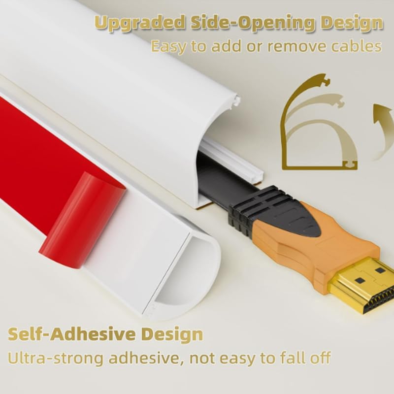 RPXRPXSide Open One Cord Cable Raceway Wire Cover for Cords, Our Cable Track is Best Suited for one Wire (Diameter <0.27"),Wire Raceway Management Cable Concealer Channel (Brown, 196in)