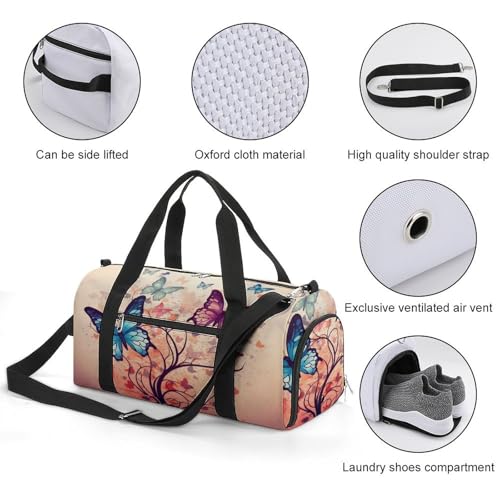 Colorful Butterfly Gym Bag Travel Duffel Bag Sports Tote Bag Workout Bag Weekender Bag for Women Men3