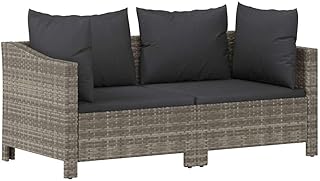 vidaXL - 2 Piece Garden Lounge Set, Grey Poly Rattan with Cushions - Outdoor Furniture for Patio, Deck, and Garden, Modern...