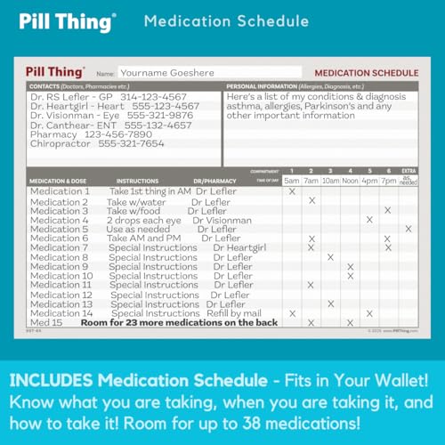 Image of 6 Times a Day Weekly Pill Box Organizer Case, Secure 7X Pillbox with Medication Schedule (6 Time-a-Day)