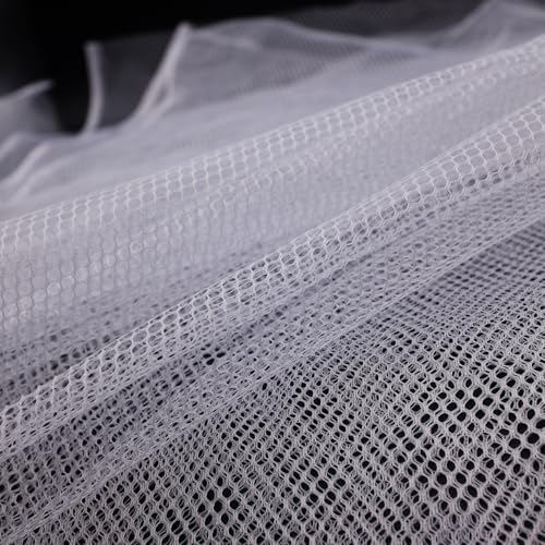 75 x 150 cm Weißer Netzstoff, Ieicht Dehnbar, für Nähprojekte, Einkaufstaschen, Rucksacktaschen und -gurte und zum Einnetzen von Kleidung