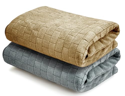 Image of Cortina Solid Towels for Bath Set of 2 (70 x 140 cm) 300 GSM Microfiber Bath Towels, Ultra Soft, Highly Absorbent & Quick Dry for Gym, Beach & Bathroom Towels for Men, Women & Kids (Grey /Blue)