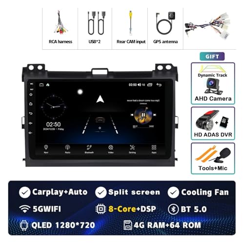 Sistema multimedia de alta gama Qualcomm 2K QLED para Toyota Prado 2004-2009 2