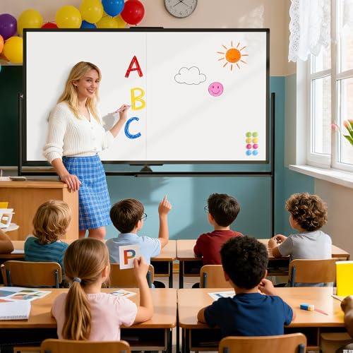 Image of Rolling Whiteboard 72 inch x 40 inch Sturdy Dry Erase White Board on Wheel