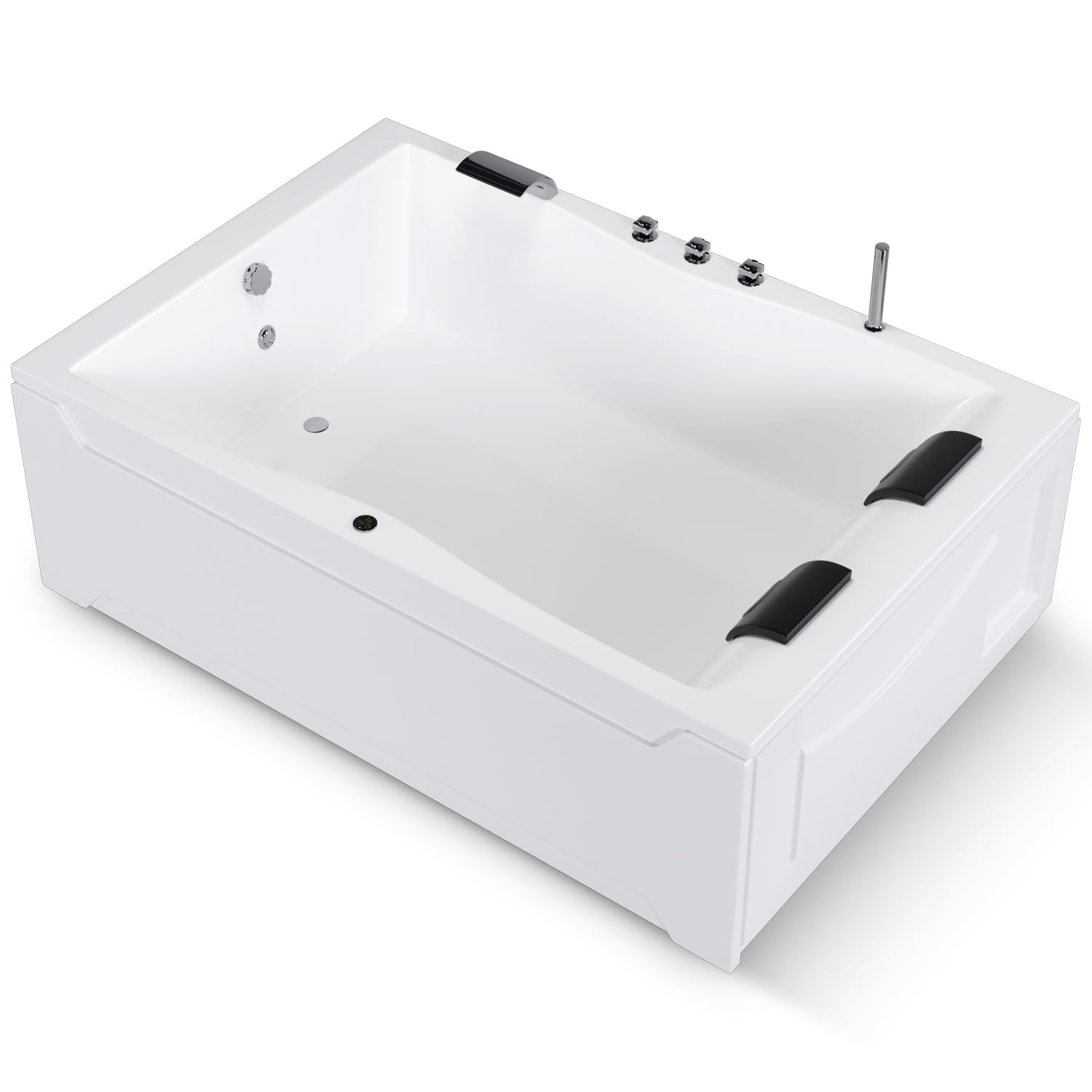 AQUADE Acryl Badewanne 180x120 cm Modell: Hamburg Badewanne Komplettset mit Wannenfüßen + Schürze + Ab-Überlauf-Garnitur + Wannenrandarmatur + Nackenkissen + LED/Konfigurieren Sie Ihre Wanne