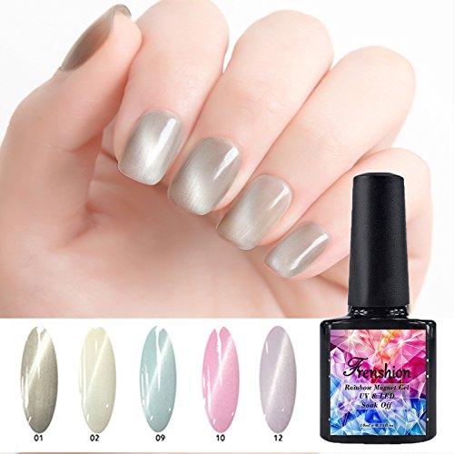 Frenshion 5X10ML Magnetic Cat Eye Gel Polish 3D Gel Nail Polish Jade Color Soak Off UV LED