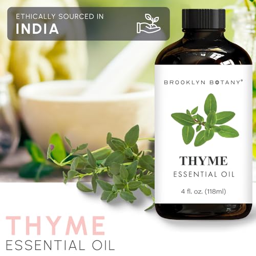 Image of Brooklyn Botany Thyme Essential Oil - Huge 4 Fl Oz - 100% Pure and Natural - Premium Grade with Dropper - for Aromatherapy and Diffuser