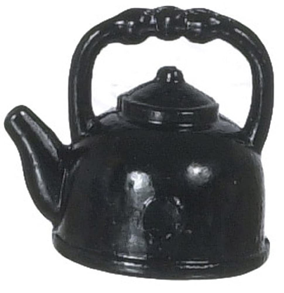 イギリス　ミニチュア　ブラックティーポット　ドールハウス　ミッドセンチュリー Amazon.com: Dollhouse Miniature Black Tea Kettle : Toys & Games