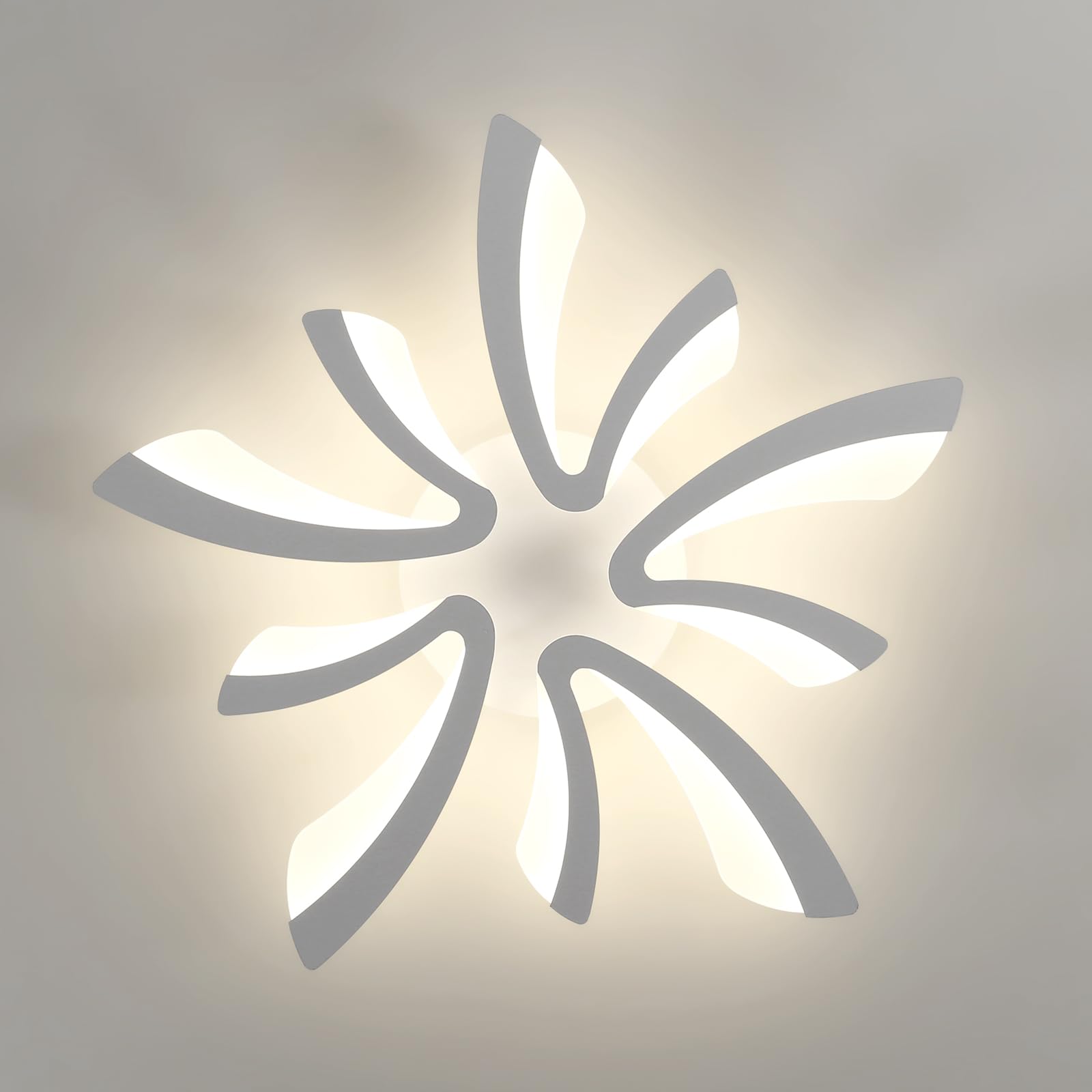 Comely Plafoniera da soffitto LED moderna 50W, 5625LM. Design elegante a cinque teste in acrilico e ferro, ideale per soggiorno, camera da letto o sala da pranzo. Luce naturale 4500K, bianco, 70cm
