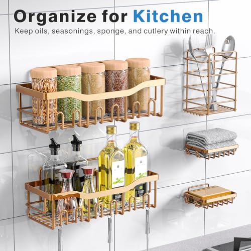 Image of EUDELE 5-Pack Rustproof Stainless Steel Shower Caddy - No Drill Adhesive Bathroom Organizer with Large Capacity, Spacious Shower Shelves for Inside Shower, Kitchen & Home Decor Storage-XL Size