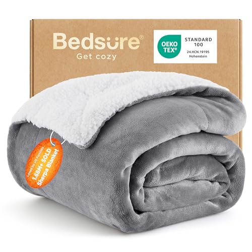 Bedsure GentleSoft Sherpa Fleece Throw Blanket for Couch - Thick and Warm Christmas Blanket for...